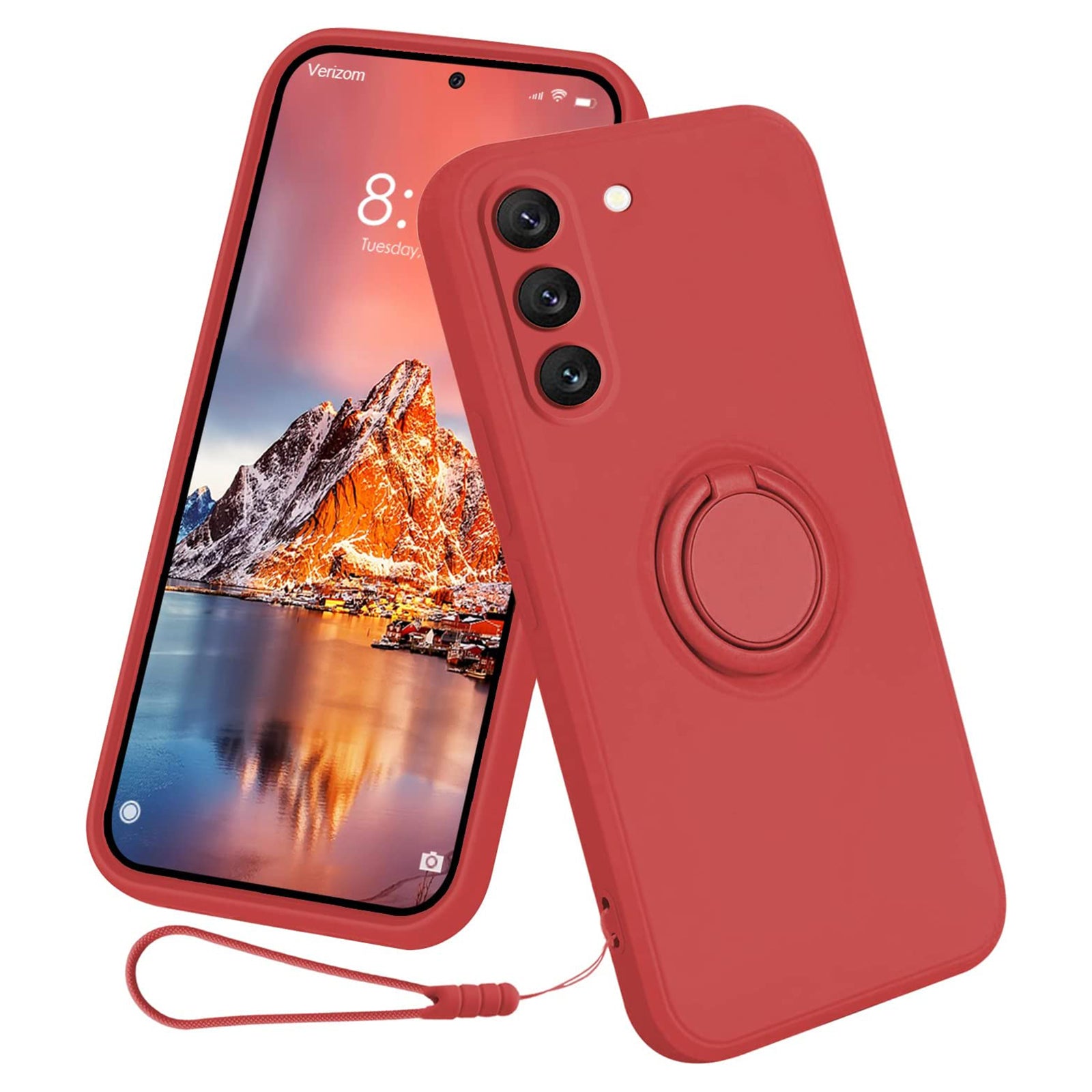 For Samsung Galaxy S23 Protective Phone Case Ring Kickstand Liquid Silicone Phone Cover with Lanyard For Samsung Galaxy S23 Protective Phone Case Ring Kickstand Liquid Silicone Phone Cover with Lanyard